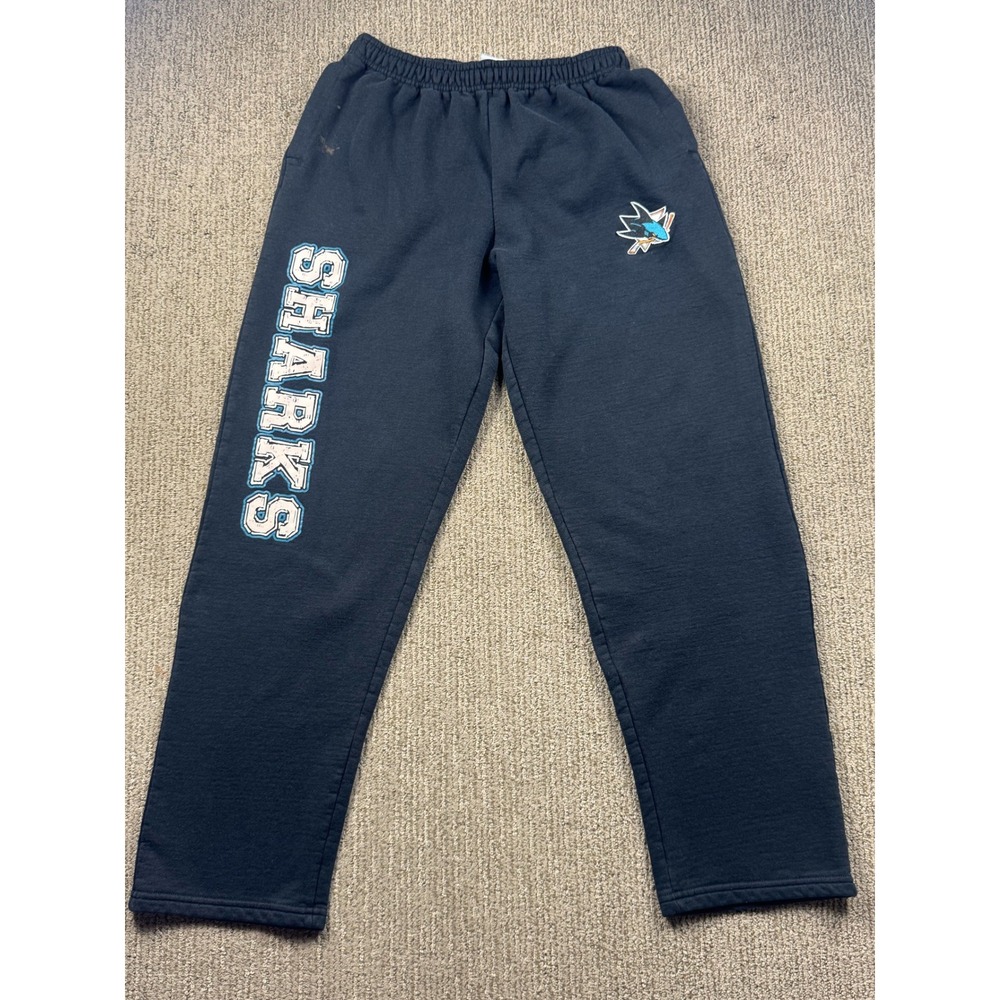 Calhoun NHL Mens XL Jogger Sweatpants San Jose Sharks Hockey Spell Out Black